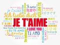 Je tÃ¢â¬â¢aime (I Love You in French) word cloud